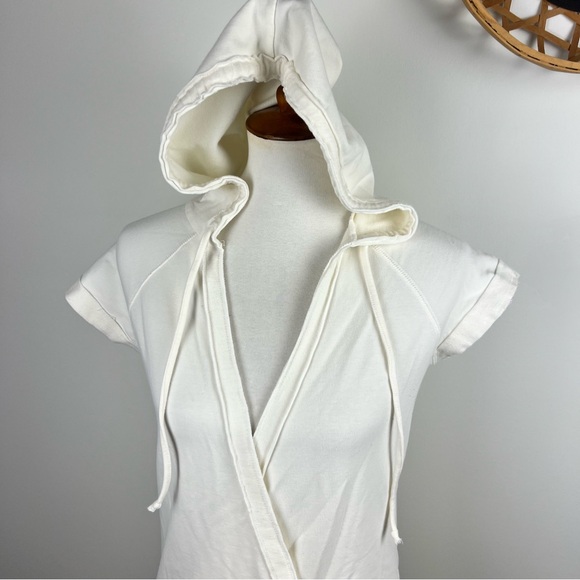 Lux‎ Off White Hoodie Dress or Swim Cover Up Casual Summer Vacation Pool Beach - Picture 5 of 9